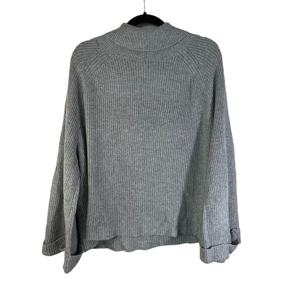 LEITH Women's Turtleneck Chunky Knit Sweater Gray Size Medium Minimalist Neutral - Picture 3 of 8